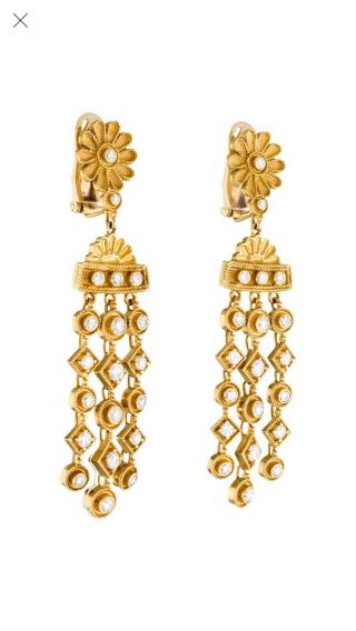 LALAOUNIS $28,  000 18K Yellow Gold Diamond Chandelier Earrings 2