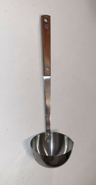 Vintage 10.  5 Inch Long Stainless Steel Kitchen Ladle - Wood Handle - Japan