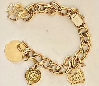 Vintage Bd 14k Italian Gold Charm Bracelet; Charms All 10k/14k Gold Too;