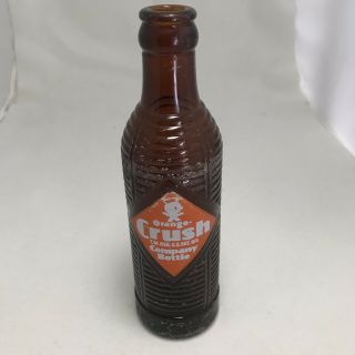 Vintage Soda Bottle: Brown Amber Acl Orange Crush Beehive