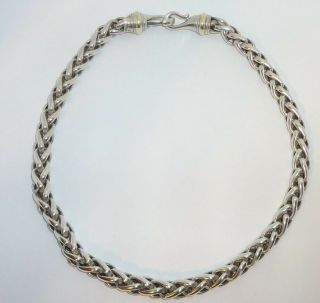 David Yurman Sterling Silver & 14k Gold Wheat Chain Necklace 8mm - 15 3/4 " Long
