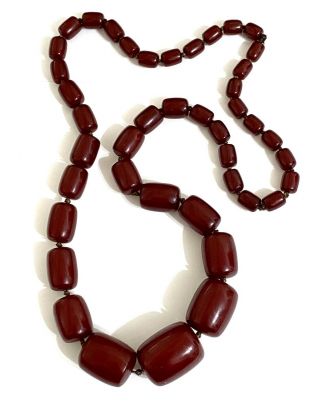 Huge Vintage Art Deco Cherry Amber Bakelite Bead Necklace - 106 Grams