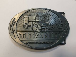Vintage John Deere - Titan Ii Combine - Belt Buckle - Brass Buckle Dated 1984