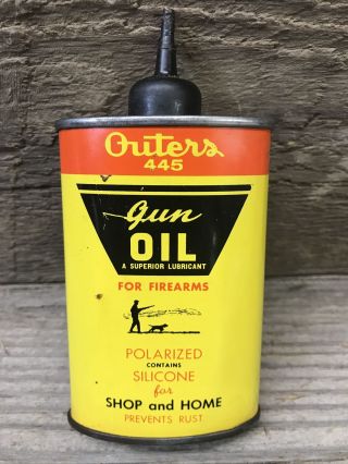 Vintage Outers 445 Gun Oil Handy Oiler Advertising Tin Display Can
