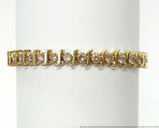5ctw Fine Diamond 14k Gold Bracelet 16.  6gram Vintage S Link Tennis Line 6.  5in