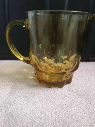 Vintage Anchor Hocking Amber Glass Water Pitcher.  1960s.  Georgian Honeycomb.
