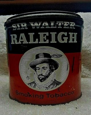 Sir Walter Raleigh Tobacco Brown Williamson Empty 14 Oz Tin Can With Lid