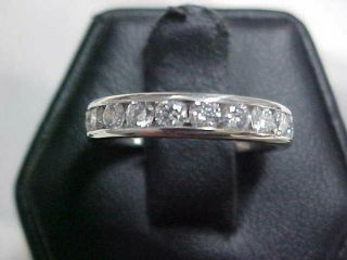 Estate 1.  12ctw Natural Diamond Wedding Band - Ring 14k White Gold Sz5