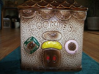 Vintage Gingerbread House Ceramic Cookie Jar Japan 2