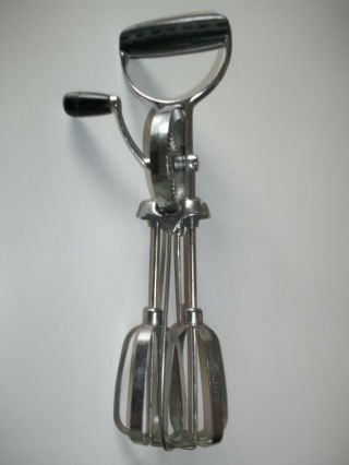 Vintage Ekco Best Rotary Hand Mixer/ Beater Stainless\ Black Handle Usa
