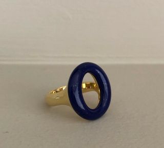 Tiffany & Co.  Elsa Peretti Sevillana 18k Yellow Gold Lapis Ring Size 8