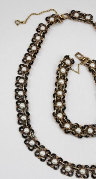 David Andersen Norwegian Gilded Sterling Silver and Enamel Necklace and Bracelet 2
