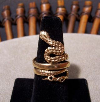14k Yellow Gold Snake Ring {old Vintage,  Custom Made,  One Of A Kind}