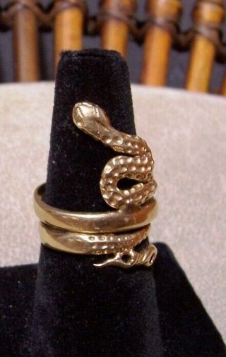 14k yellow Gold Snake Ring {old vintage,  custom made,  one of a kind} 2