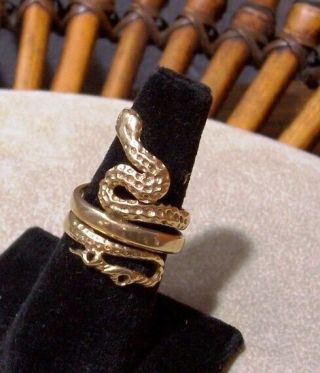 14k yellow Gold Snake Ring {old vintage,  custom made,  one of a kind} 3