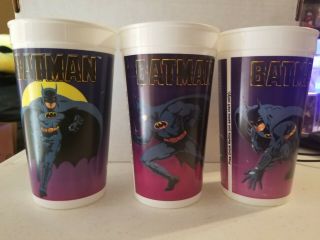 1989 Batman Movie Taco Bell Collector Cups Set Of 3