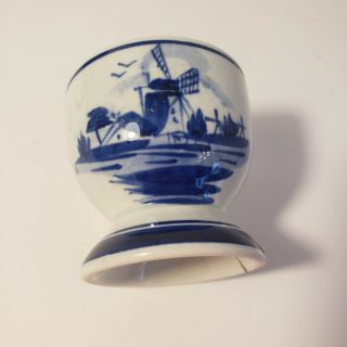 Vintage Delftsblauw Hand Painted Blue And White Egg Cup