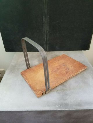 Antique Bread Slicing Board W/ Metal Frame Knife Guide Wood Base