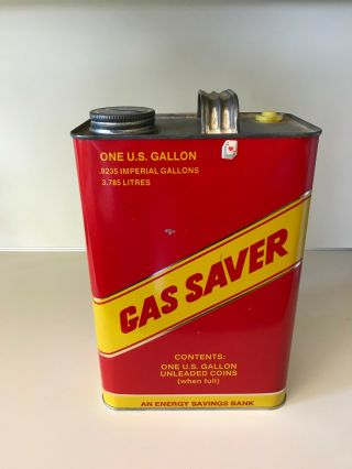 Vintage Tin Gas Can Savings Bank,  Energy Saver,  " 1 Us Gallon Unleaded Coins,  "