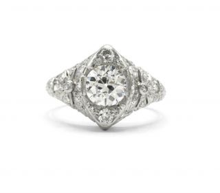 Gia Old European Shape Vintage Engagement Ring Natural Diamond 1.  16 Ct J Vs2