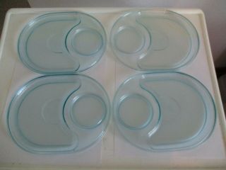 Set Of 4 Tupperware Snackatizer Snack Plates Acrylic Blue 2142