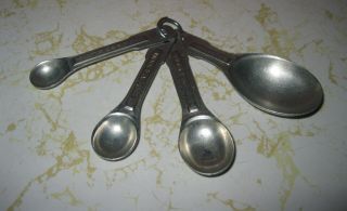 Vintage Aluminum Measuring Spoons,  Set Of 4 Nesting Spoons