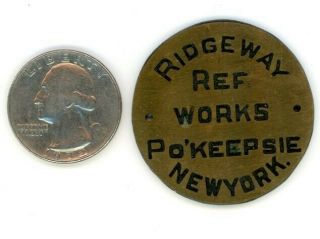 Poughkeepsie Ny - Badge From F.  B.  Ridgeway Fridge - Small Metal Refrigerator Sign