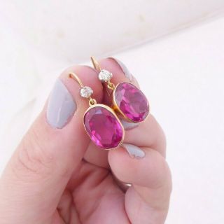 18ct Gold Ruby Diamond Earrings,  Large