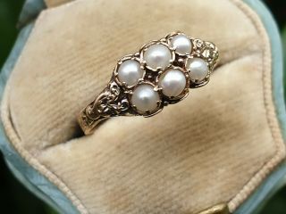 Victorian 15ct Yellow Gold Pearl Ring Size N Or U.  S Size 6 3/4