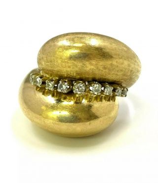 Vintage Heavy 18k Gold Diamond Bypass Ring 9.  5g,  Solid 18 Karat Gold Size 7