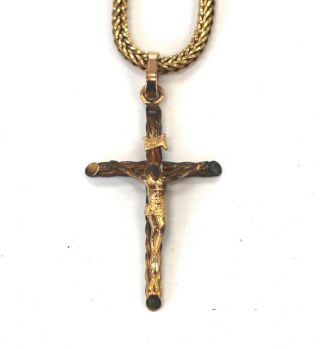. 375 9ct YELLOW GOLD Religious Crucifix Cross Pendant Necklace,  22 