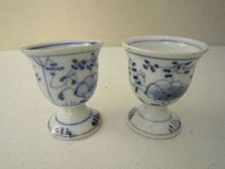Two Vintage Blue & White Porcelain Egg Cups