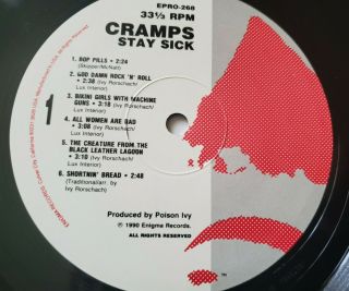 THE CRAMPS - STAY SICK - VINYL LP,  VERY RARE US PROMO PRESSING,  1990 ENIGMA 3