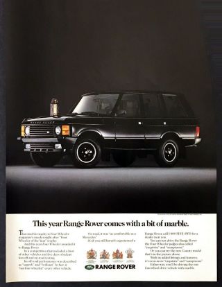 1989 Black Land Rover Range Rover Photo Four Wheeler Of The Year Promo Print Ad