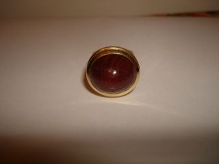 Vintage Heavy Huge 14k Yellow Gold Domed Cabochon Ruby Signet Pinky Ring 5.  75