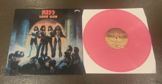 Kiss Love Gun Lp Record.  Pink Coloured Vinyl.