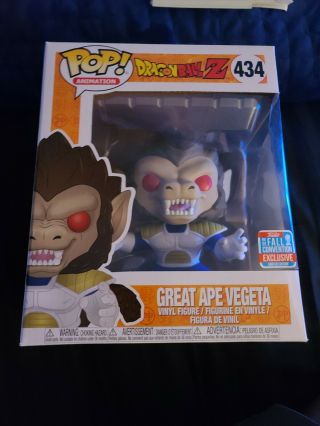 Dragonball Z Funko Pop Great Ape Vegeta Nycc 2018 Fall Convention Exclusive 434
