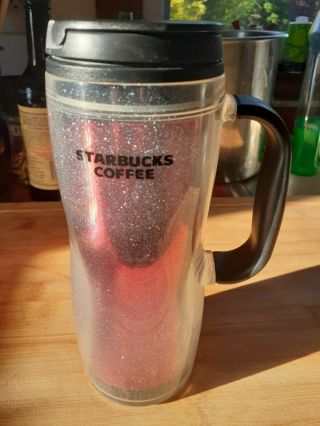Starbucks 2008 Red Frosted Glitter Coffee Cup Travel Mug Tumbler Girls Sparkle