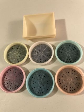 Vintage Tupperware,  Set Of 6 Coasters With Caddy 566,  Good