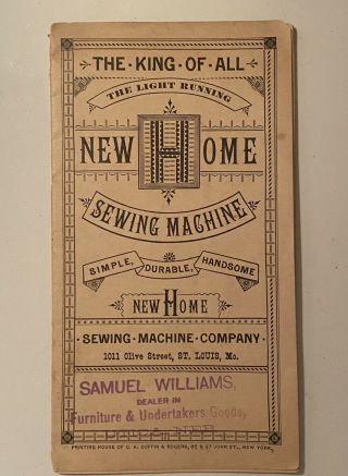 Antique Early 1900’s Home Sewing Machine Illustrated Ad Brochure