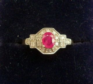 Vintage Jewellery Art Deco 15ct Gold Ruby And Diamond Ring