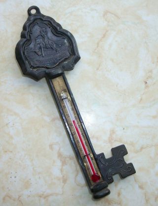 Vintage Pocatello,  Idaho Metal Souvenir Key With Thermometer
