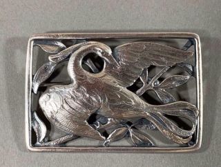 Large Antique Peer Smed Sterling Silver Bird Brooch Pin Danish