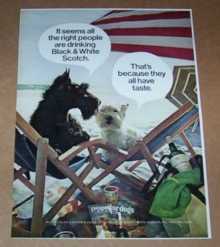 1975 Print Ad - Black & White Scotch Whisky Cute Scottish Terrier Scottie Dogs