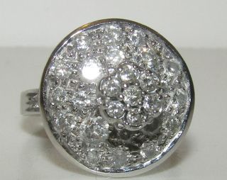 Unusual,  Large,  Art Deco,  18ct White Gold Ring/over 1.  0ct Brilliant Cut Diamonds