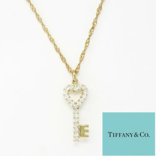 Nyjewel Tiffany & Co.  18k Gold 1ct Diamond Heart Key Brooch Pin Pendant Necklace
