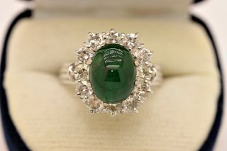 Perfect Vintage 14k Gold Diamond And Emerald Decorated Strong Ring