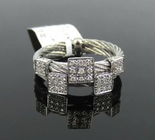 Alor Classique 0.  18ct Diamond 18k Gold Stainless Steel Cable Ring 02 - 32 - S854 - 11