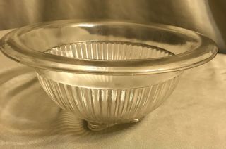 Vintage Federal Depression Glass Mixing Bowl Pedestal Base Ribbed Sides 9 - 3/4 "