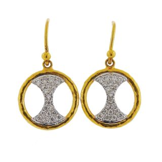 Gurhan Tuxedo 24k 18k Gold Diamond Drop Earrings $3600
